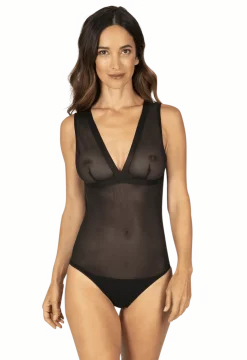 Body en tulle sans manches Tulle Design - Noir