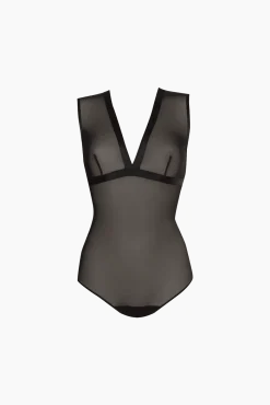 Body en tulle sans manches Tulle Design - Noir