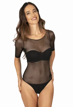 Body résille manches 3/4 Graphik - Noir