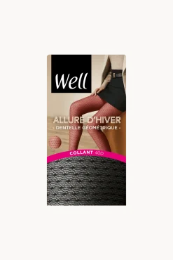 Collant Dentelle Géométrique 40D Allure d'Hiver - Noir ébène