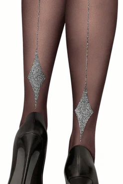 Collant Fantaisie 25D Baguette Etoile Filante Magic Nights - Noir ébène