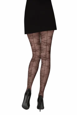 Collant Fantaisie 25D Dentelle Florale Magic Nights - Noir ébène