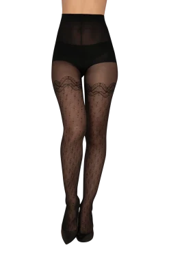 Collant Fantaisie Voile Hypnotique Magic Nights - Noir ébène