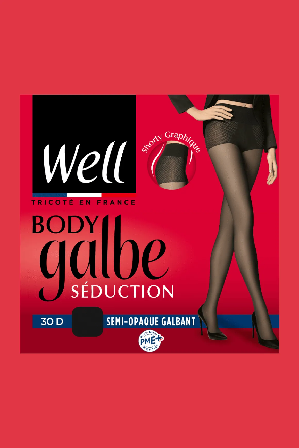 Collant Galbant Semi-opaque 30D Body Galbe Séduction - Noir