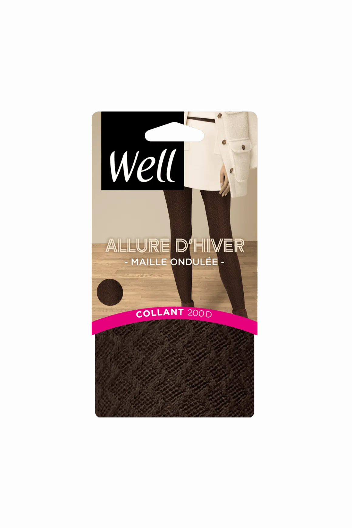 Collant Maille Ondulée 200D Allure d'Hiver - Chocolat