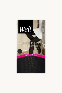 Collant Opaque 160D Coton Graphique Allure d'Hiver - Noir ébène