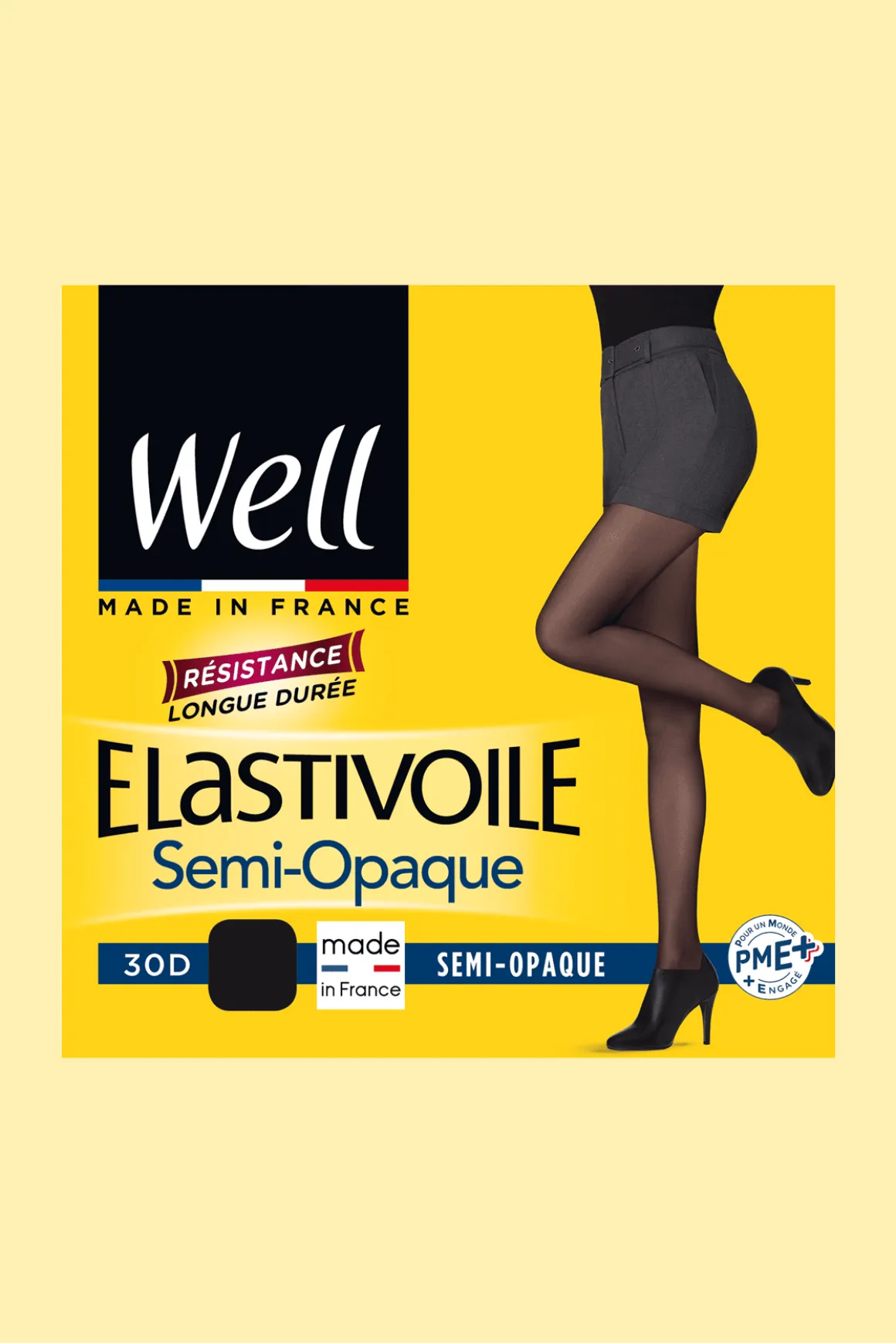 Collant semi-opaque 30D Elastivoile Résistant - Noir