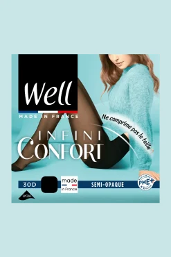 Collant Semi-Opaque 30D Well Infini Confort - Noir
