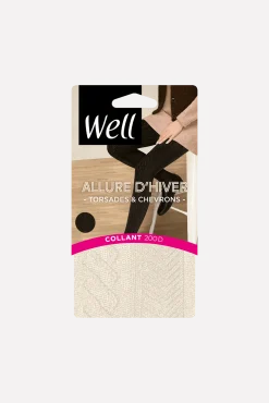 Collant Torsades et Chevrons 200D Allure d'Hiver - Vanille