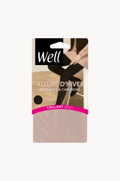 Collant Torsades et Chevrons 200D Allure d'Hiver - Praline