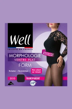 Collant Transparent 20D Ventre Plat Morphologie - Noir