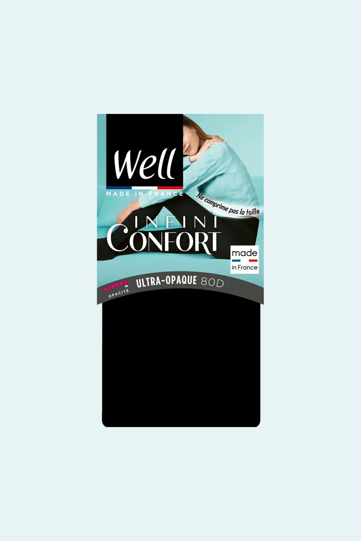 Collant Ultra-Opaque 80D Well Infini Confort - Noir