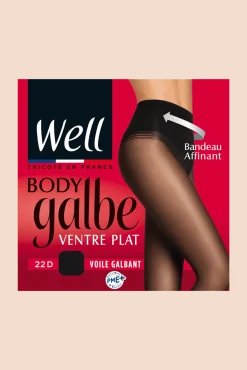 Collant Voile Galbant Transparent 22D Ventre Plat Body Galbe - Noir