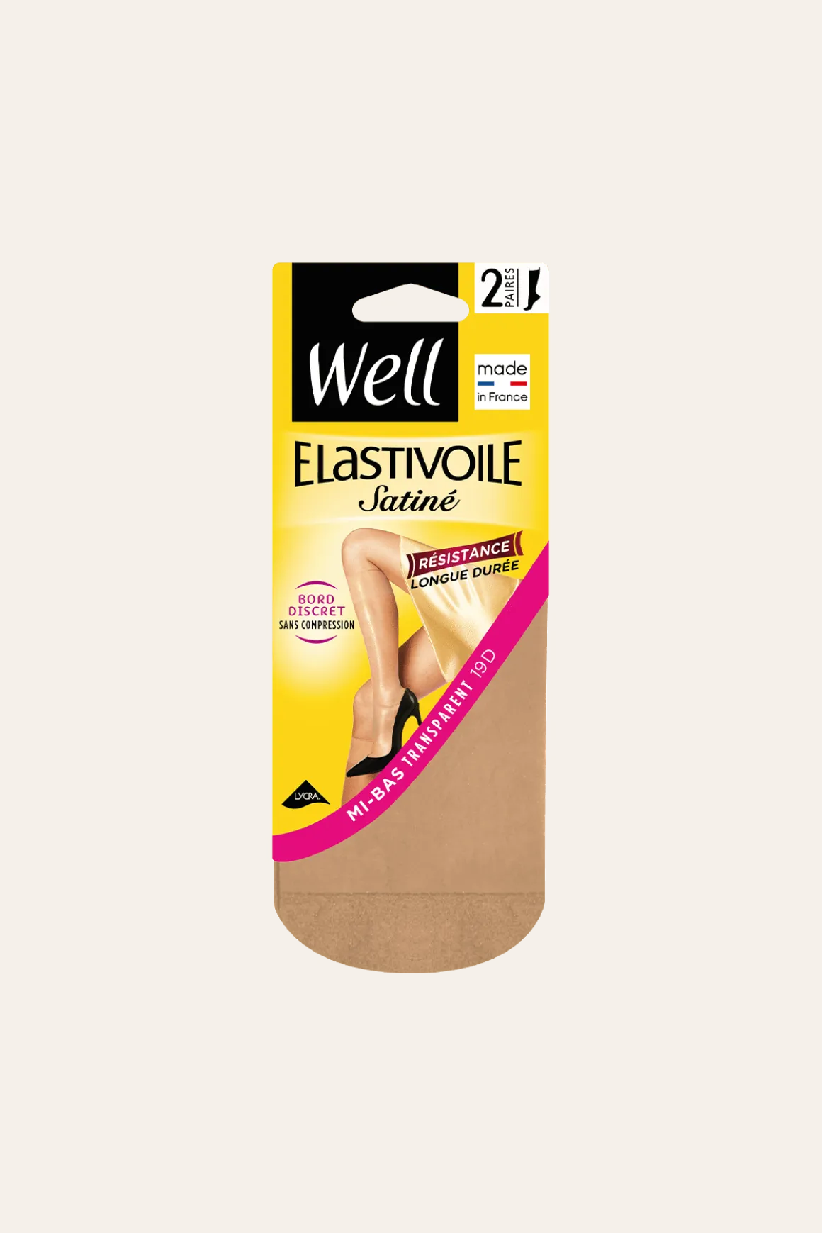 Lot de 2 paires de Mi-bas Satiné 19D Elastivoile - Beige medium