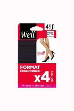 Lot de 4 paires de Mi-Bas Transparents 20D - Noir