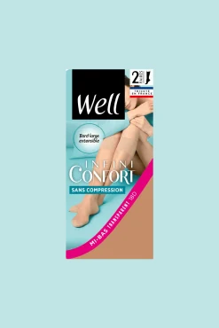 Lot de 2 paires de Mi-bas Transparent Sans Compression 18D Well Infini Confort - Sable