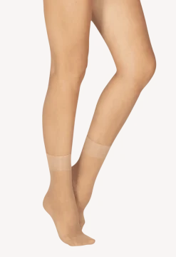 Lot de 2 paires de Socquettes Transparentes 15D Contact Voile Lycra - Sable