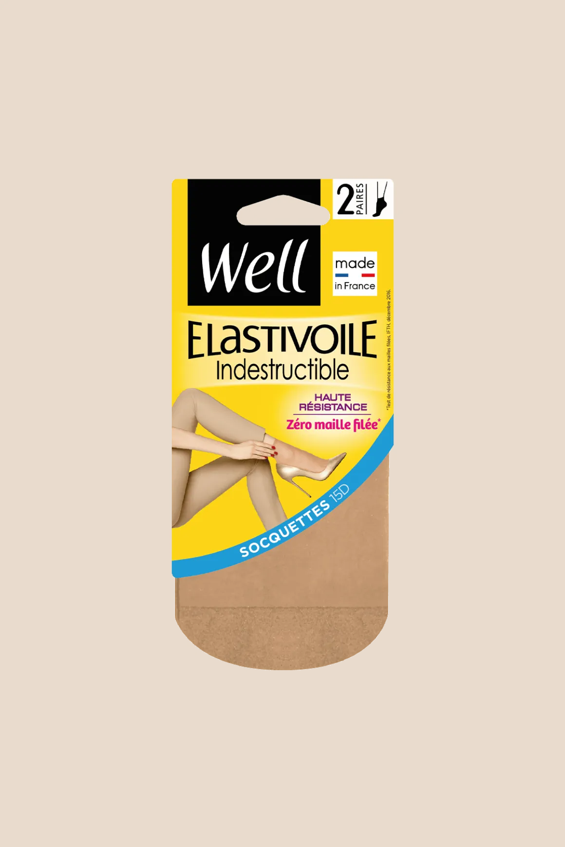 Lot de 2 paires de Socquettes Transparentes 15D Elastivoile Indestructible - Beige élégant