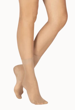 Lot de 2 paires de Socquettes Transparentes 19D Elastivoile Satiné - Beige medium