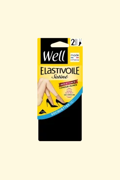Lot de 2 paires de Socquettes Transparentes 19D Elastivoile Satiné - Noir