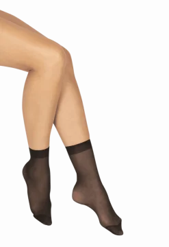 Lot de 2 paires de Socquettes Transparentes 19D Elastivoile Satiné - Noir