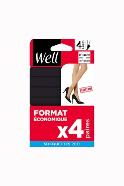 Lot de 4 paires de Socquettes Transparentes 20D - Noir