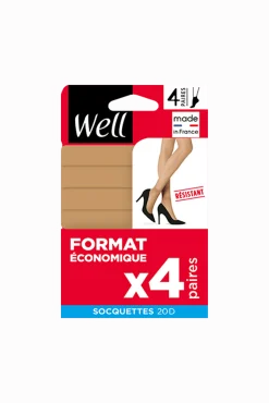 Lot de 4 paires de Socquettes Transparentes 20D - Beige