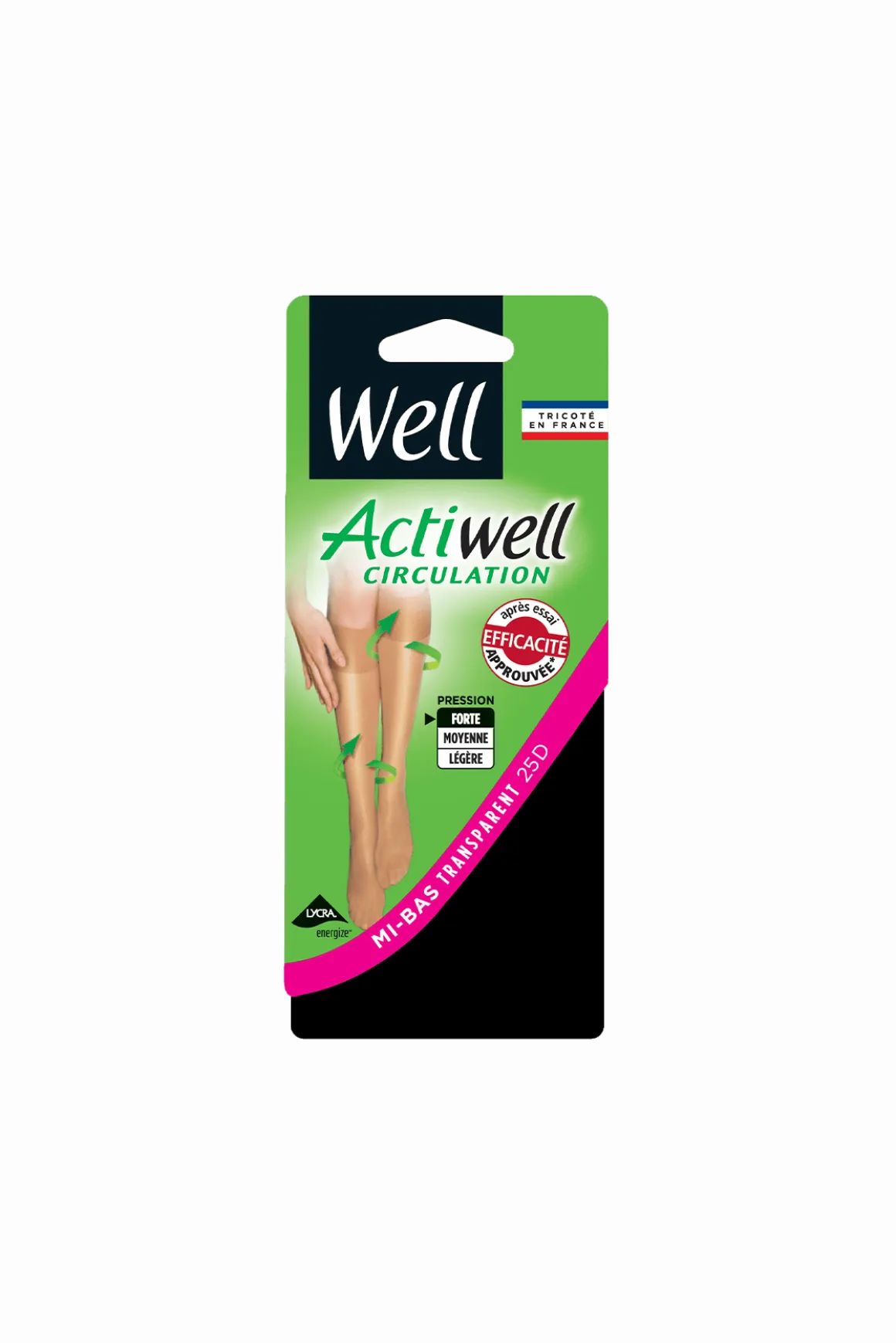 Mi-Bas Transparent 25D Actiwell Circulation - Noir