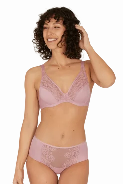 Shorty en dentelle et microfibre L'irrésistible - Lilas