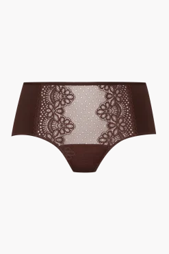 Shorty en dentelle et microfibre L'irrésistible - Châtaigne
