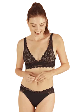 Slip brésilien Dentelle Audacieuse - Noir