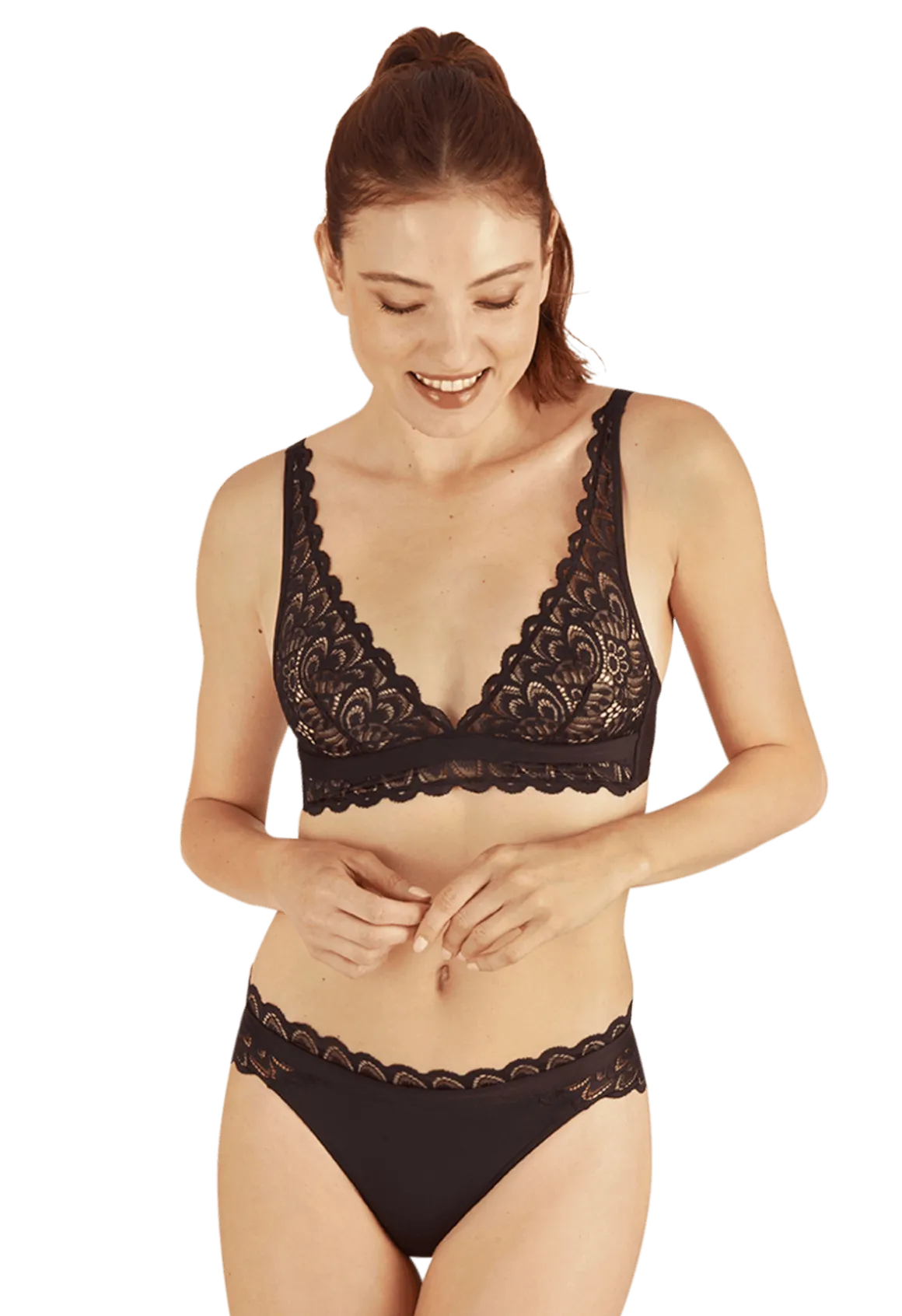 Slip brésilien Dentelle Audacieuse - Noir