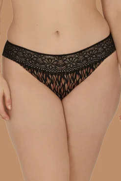 Slip brésilien dentelle et microfibre L'irrésistible - Fauve