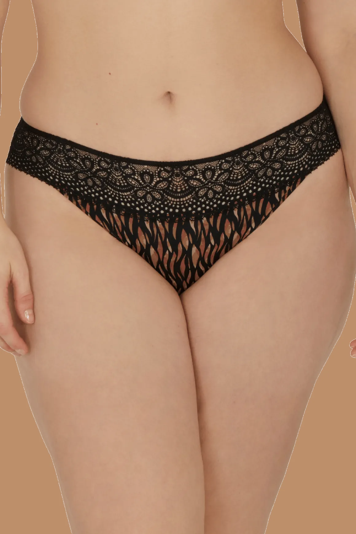 Slip brésilien dentelle et microfibre L'irrésistible - Fauve
