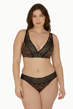 Slip brésilien dentelle et microfibre L'irrésistible - Fauve