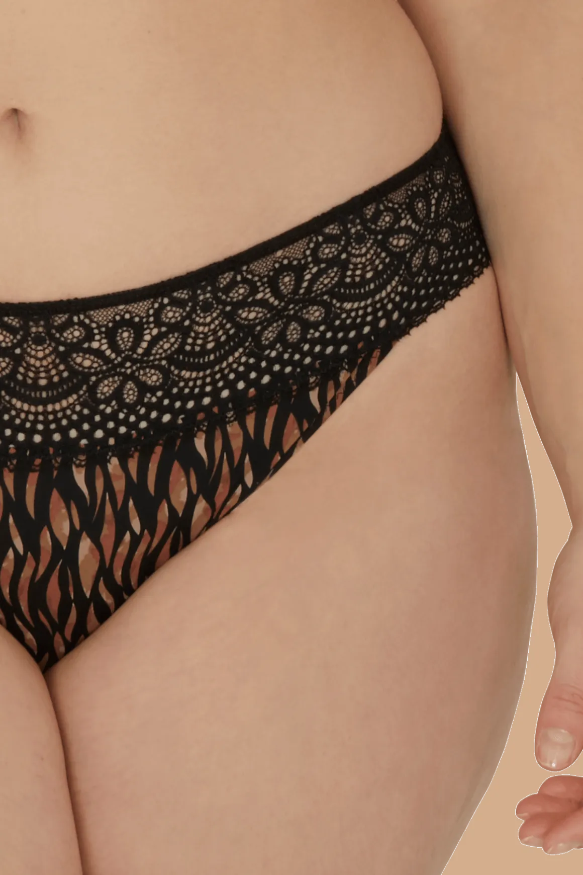Slip brésilien dentelle et microfibre L'irrésistible - Fauve