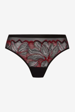 Slip Brésilien Nymphéas - Noir / rouge