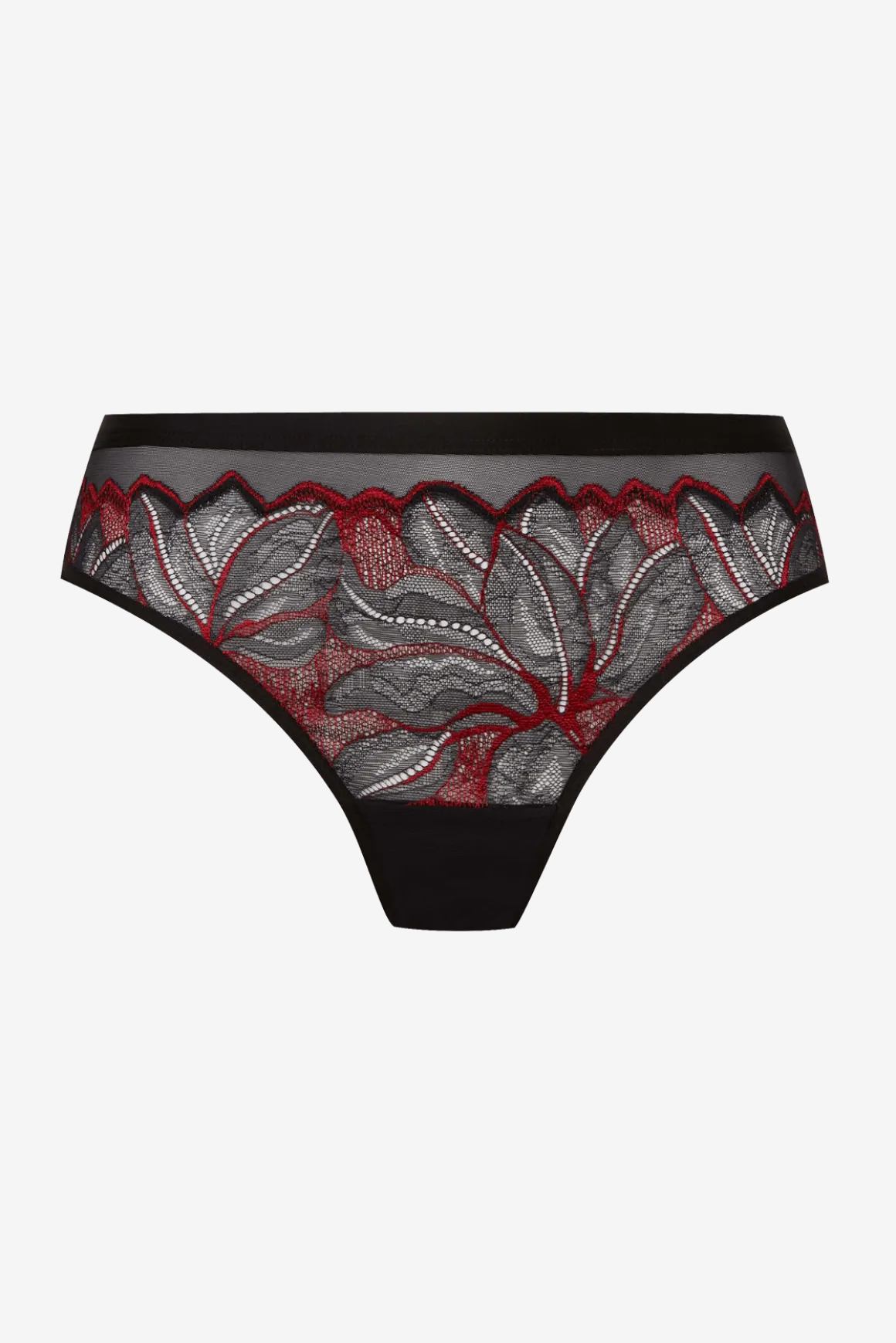 Slip Brésilien Nymphéas - Noir / rouge