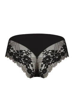 Slip Résille Florale - Noir