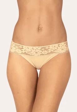 Slip Résille Florale - Nude