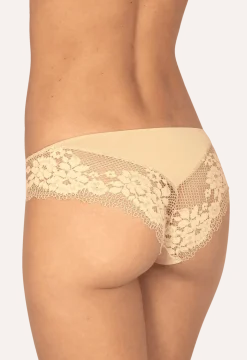 Slip Résille Florale - Nude