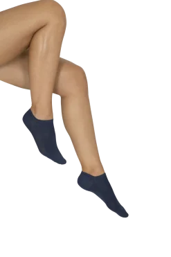 Socquette Coton Ultra Courte Spécial Baskets 60D Mon Indispensable - Bleu jean