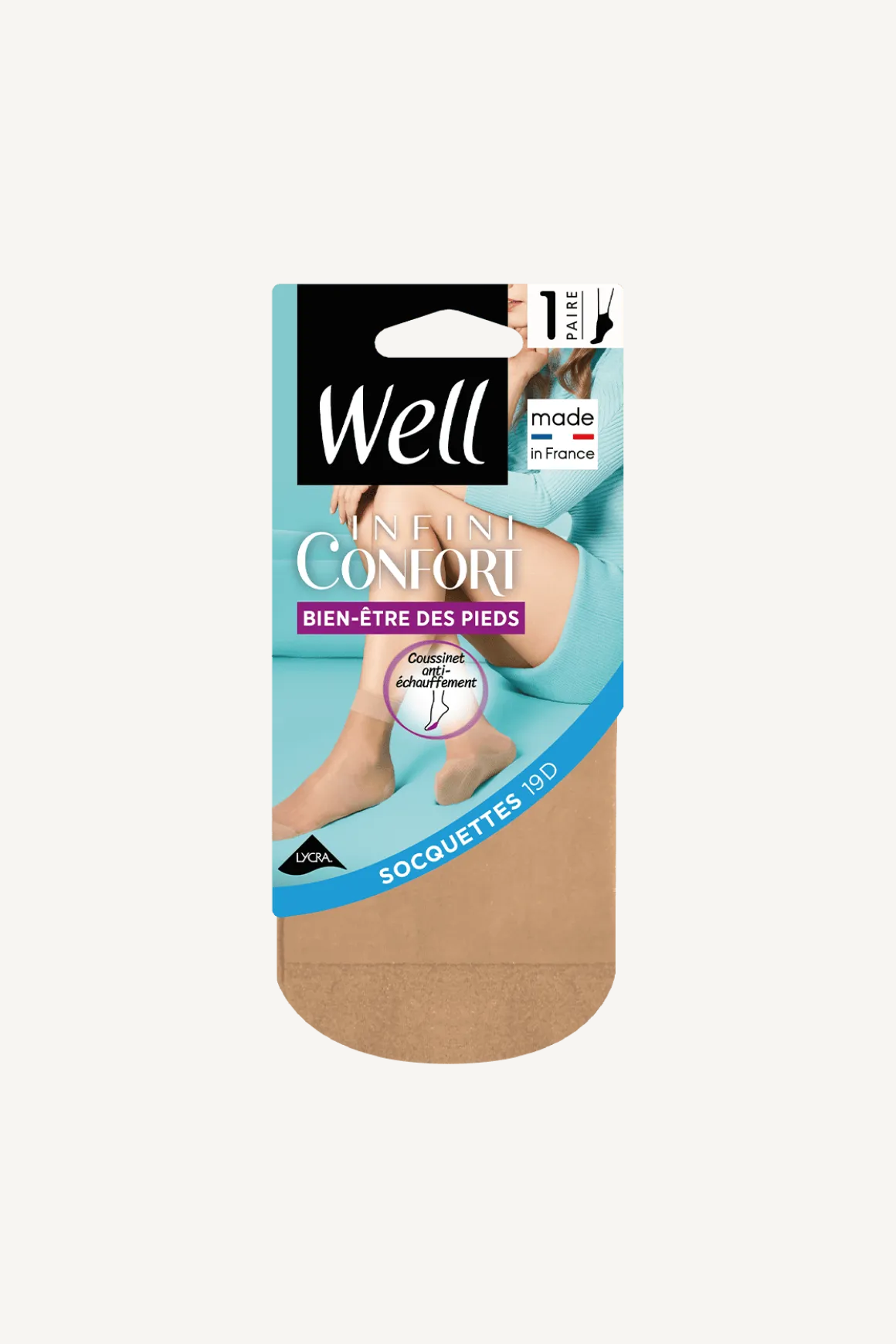 Socquettes Transparentes Bien-Etre des Pieds 19D Well Infini Confort - Beige medium