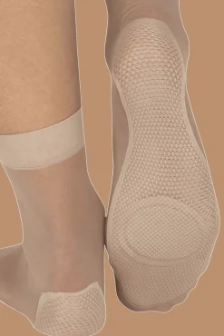 Socquettes Transparentes Bien-Etre des Pieds 19D Well Infini Confort - Beige medium