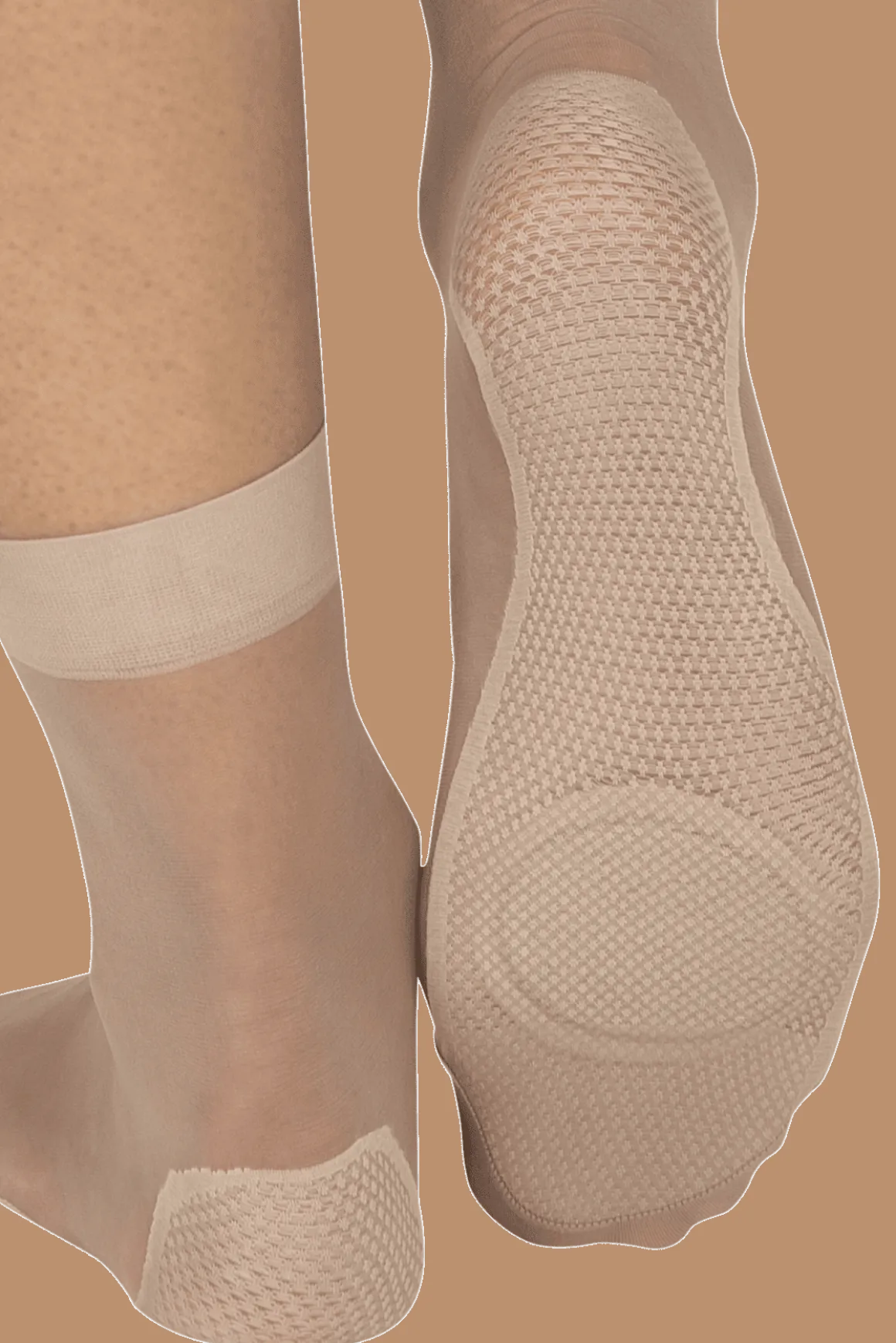 Socquettes Transparentes Bien-Etre des Pieds 19D Well Infini Confort - Beige medium