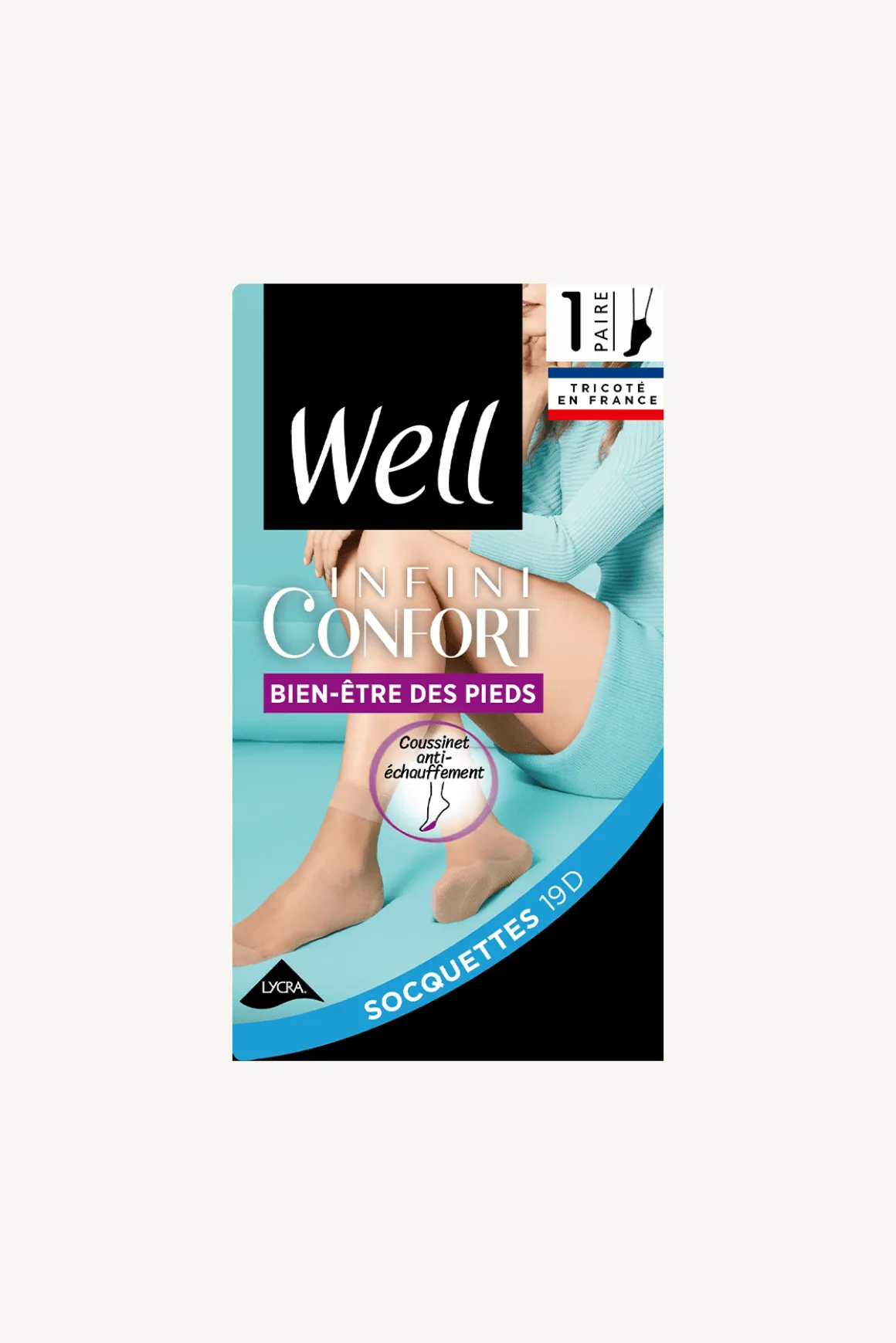 Socquettes Transparentes Bien-Etre des Pieds 19D Well Infini Confort - Noir