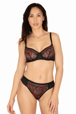 Soutien-gorge à armatures Nymphéas - Noir / rouge