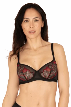 Soutien-gorge à armatures Nymphéas - Noir / rouge
