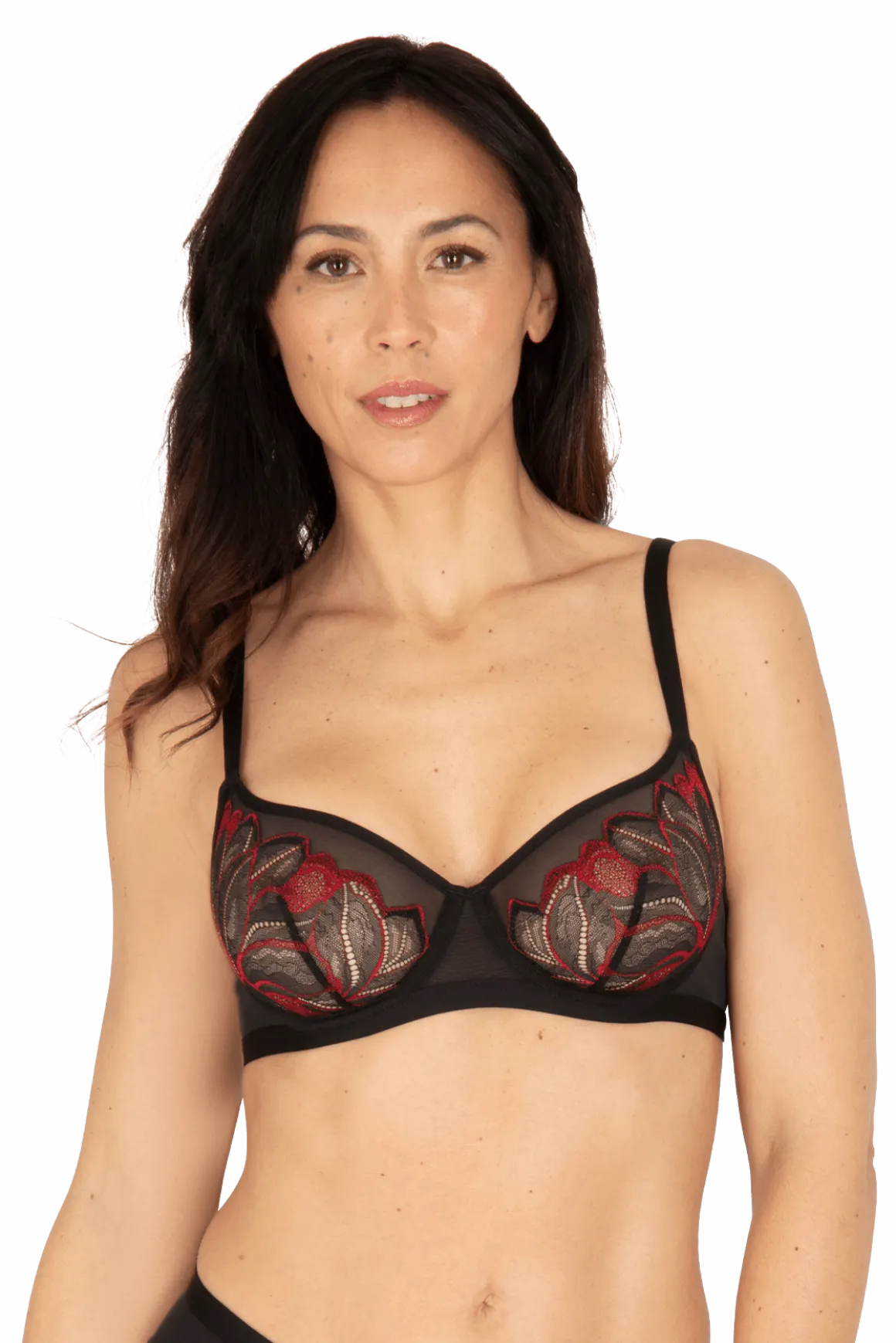 Soutien-gorge à armatures Nymphéas - Noir / rouge