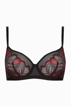 Soutien-gorge à armatures Nymphéas - Noir / rouge